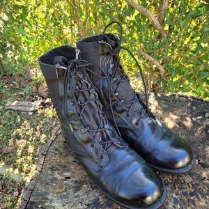 Vintage Men Leather Combat Boots Size 9R/Men Army Boots/Men Black Boots